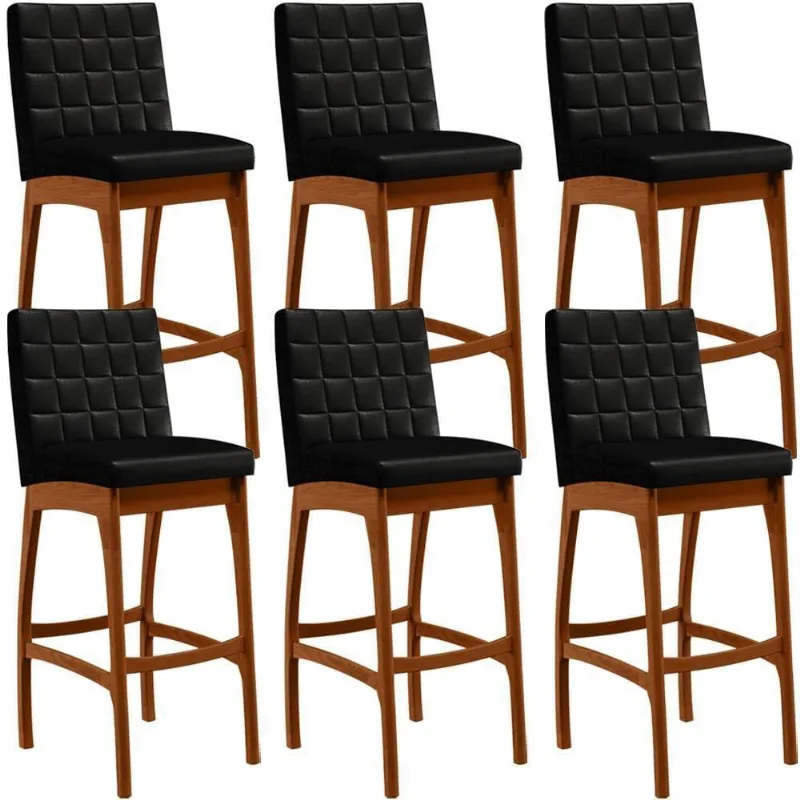 Kit 06 Banquetas Altas Mila Facto Preto - Lyam Decor