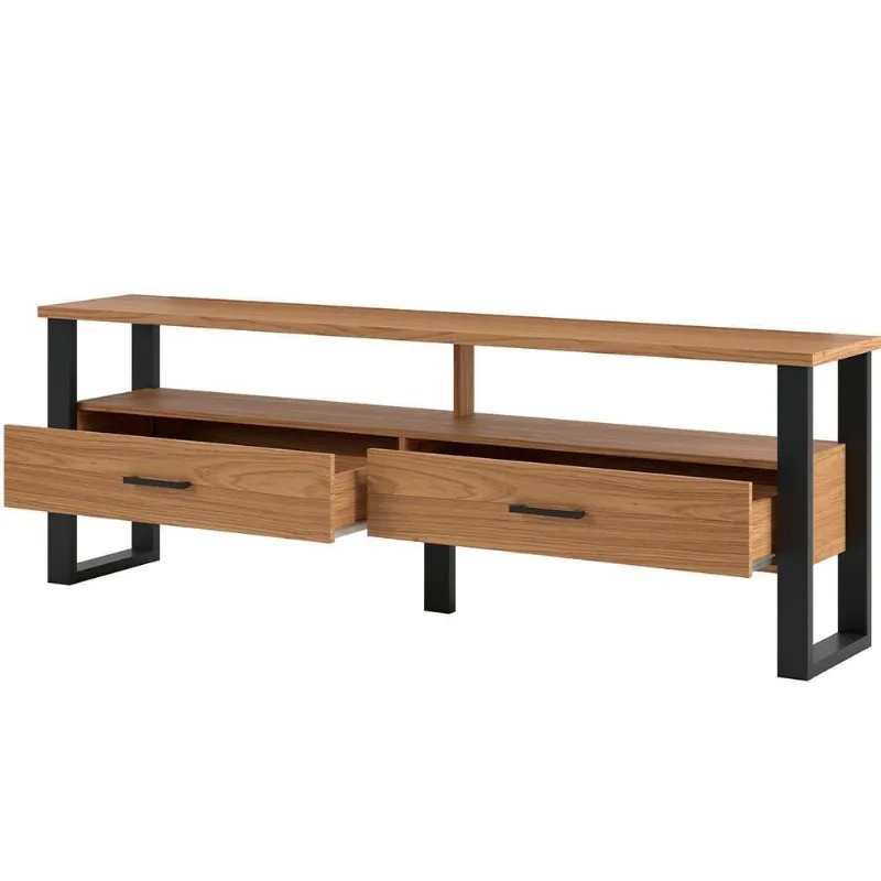 Rack 2 Gavetas Olivy D3 180 Cm Freijó Preto Fosco - Lyam Decor