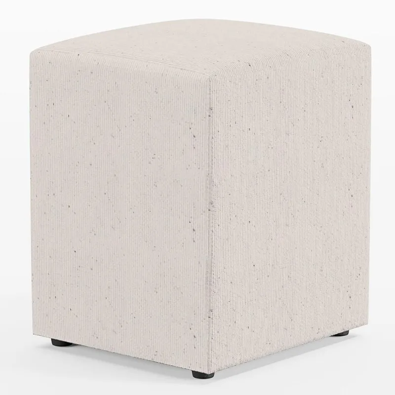 Puff Quadrado Decorativo L02 Sala de Estar Linho Cru - Lyam Decor