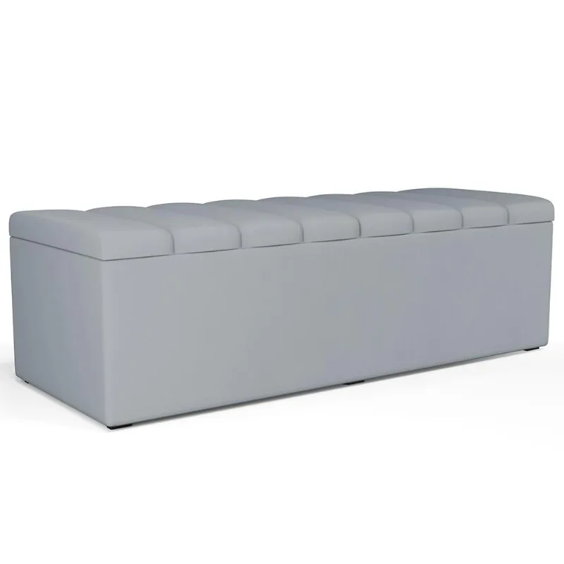 Calçadeira Recamier Baú Para Cama De Casal Dália 140x50 Cm W01 Suede Cinza - Lyam Decor