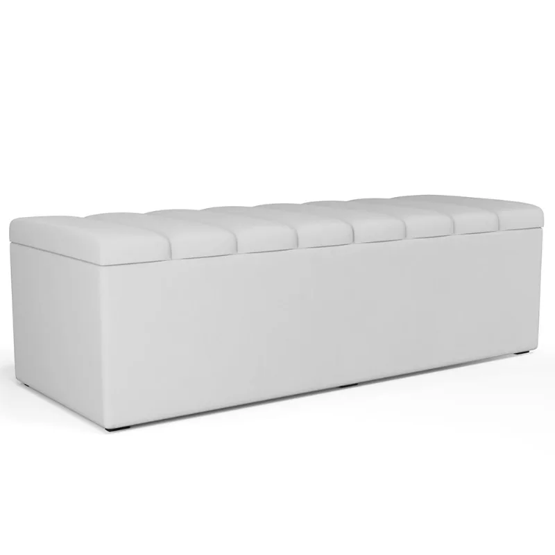 Calçadeira Recamier Baú Para Cama De Casal Queen Dália 160x50 Cm W01 Facto Branco - Lyam Decor