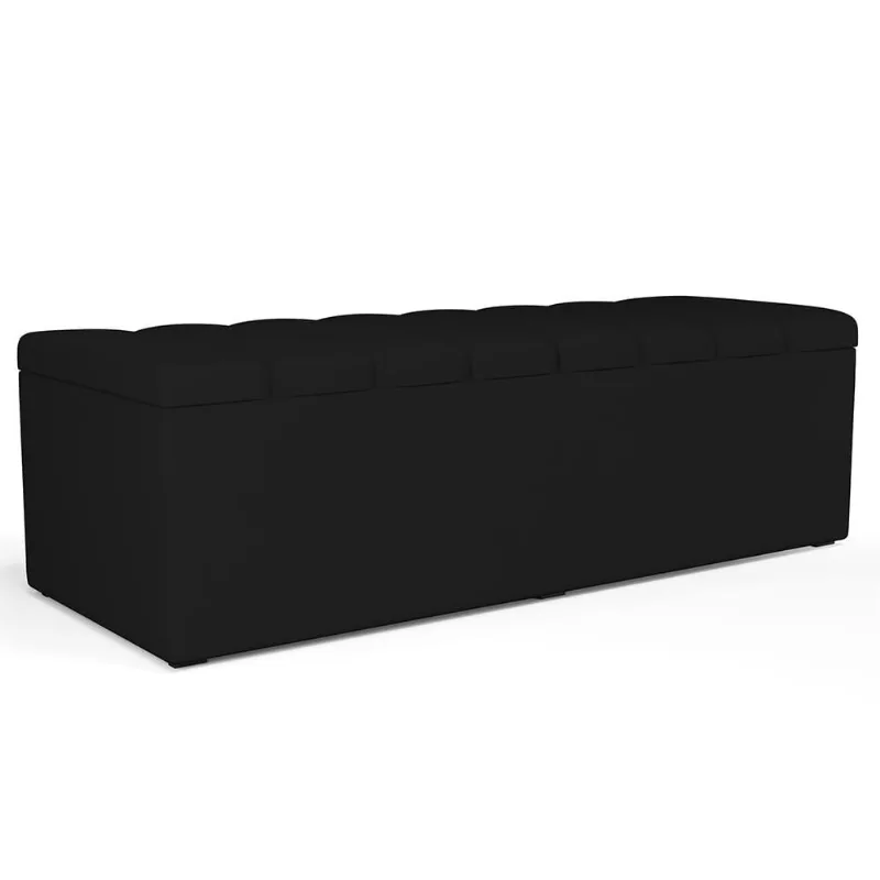 Calçadeira Recamier Baú Para Cama De Casal Queen Dália 160x50 Cm W01 Suede Preto - Lyam Decor