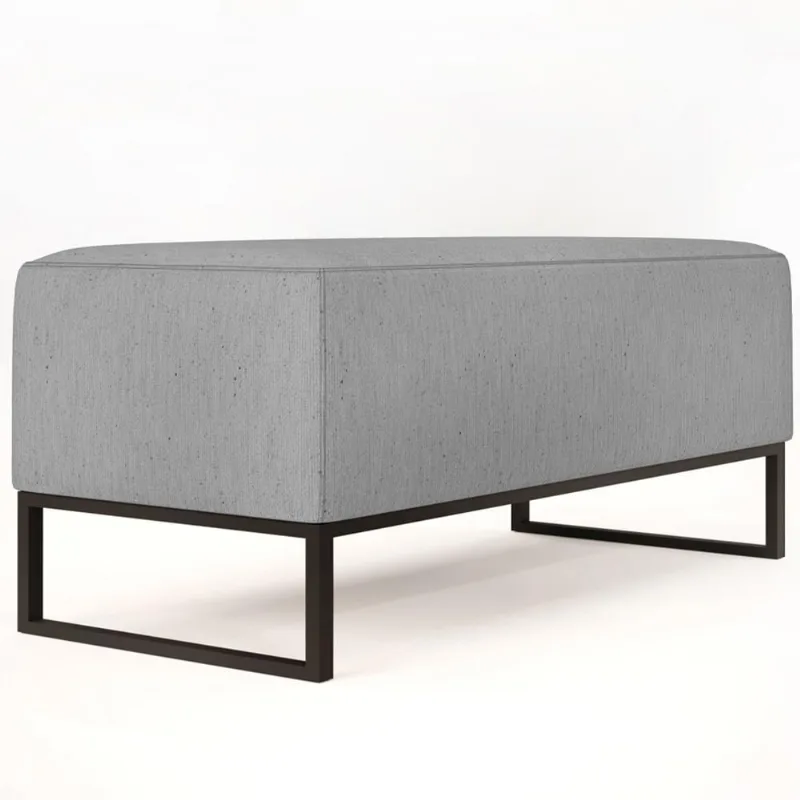 Puff Decorativo Para Sala de Estar Cléo W01 Base de Ferro 90 cm Linho Cinza - Lyam Decor