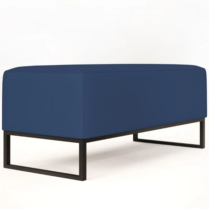 Puff Decorativo Para Sala de Estar Cléo W01 Base de Ferro 90 cm Suede Azul Marinho - Lyam Decor