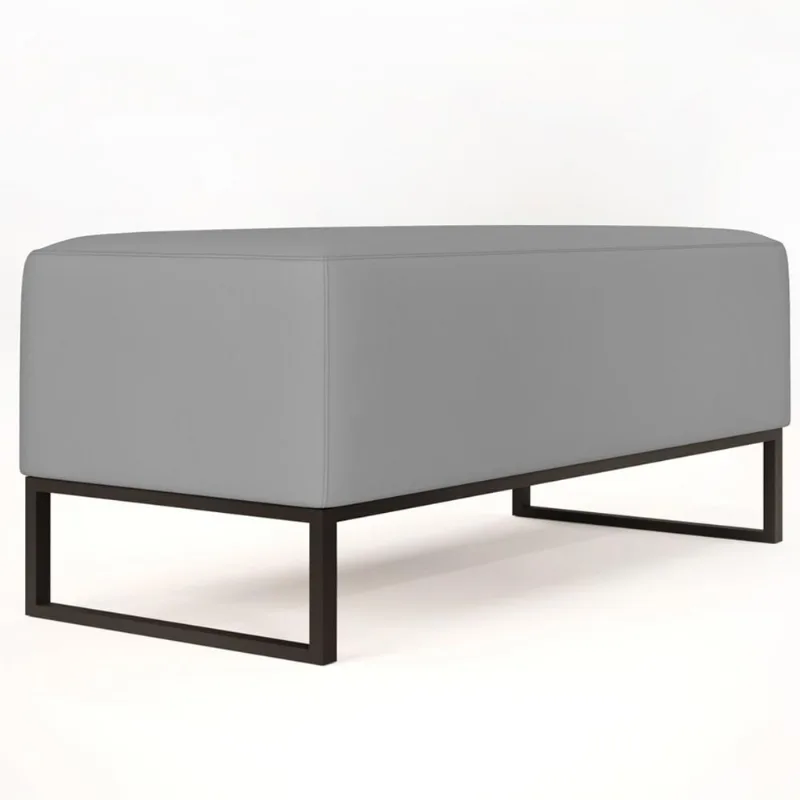 Puff Decorativo Para Sala de Estar Cléo W01 Base de Ferro 90 cm Suede Cinza - Lyam Decor