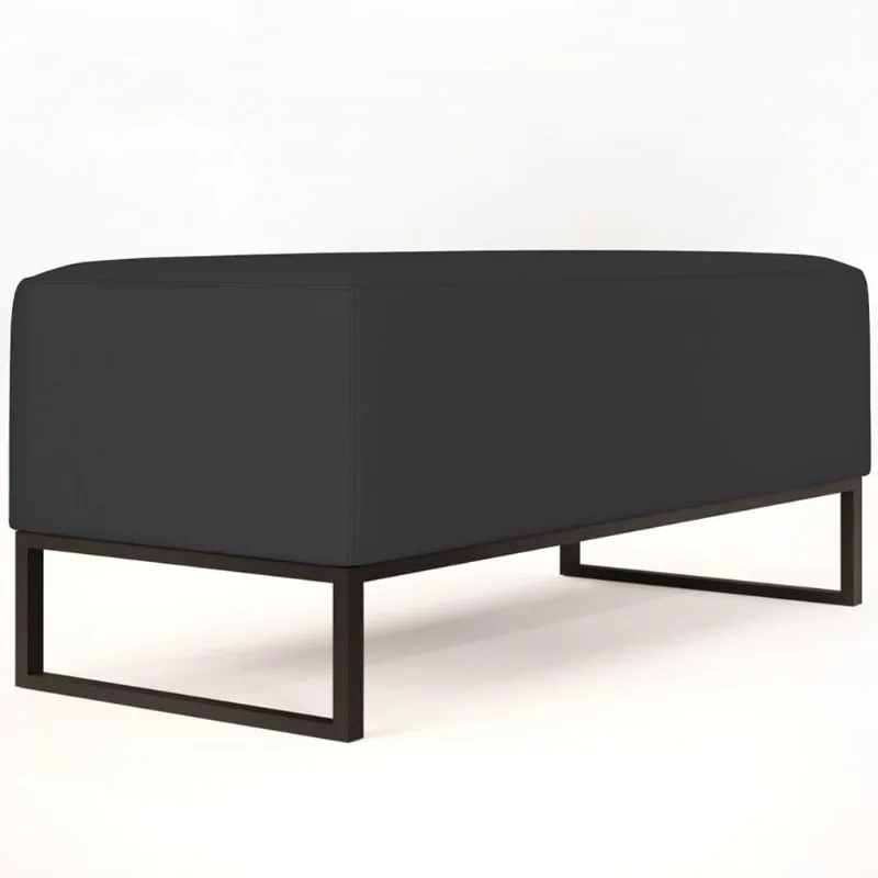 Puff Decorativo Para Sala de Estar Cléo W01 Base de Ferro 90 cm Suede Preto - Lyam Decor