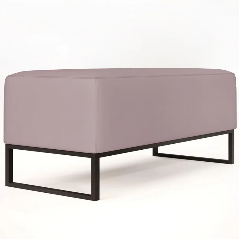 Puff Decorativo Para Sala de Estar Cléo W01 Base de Ferro 90 cm Suede Rosê - Lyam Decor
