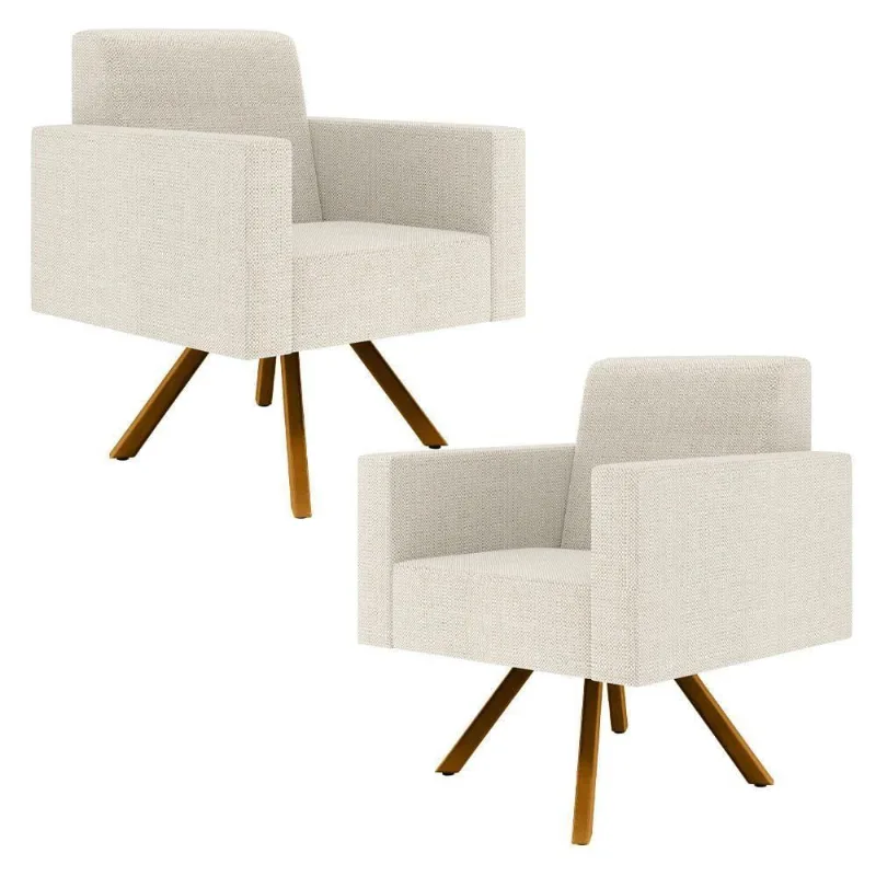 Kit 02 Poltronas Giratória Helô L02 Champagne -Lyam Decor