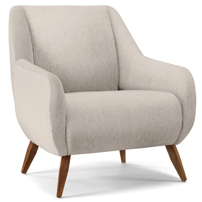 Poltrona Decorativa Fixa Pés de Madeira Paloma D02 Linho Cru C-443 - Lyam Decor - Lyam Decor