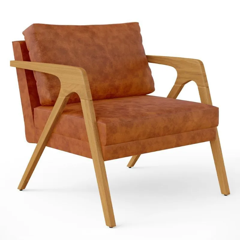 Poltrona Pietra Com Estrutura Madeira Camel -lyam Decor