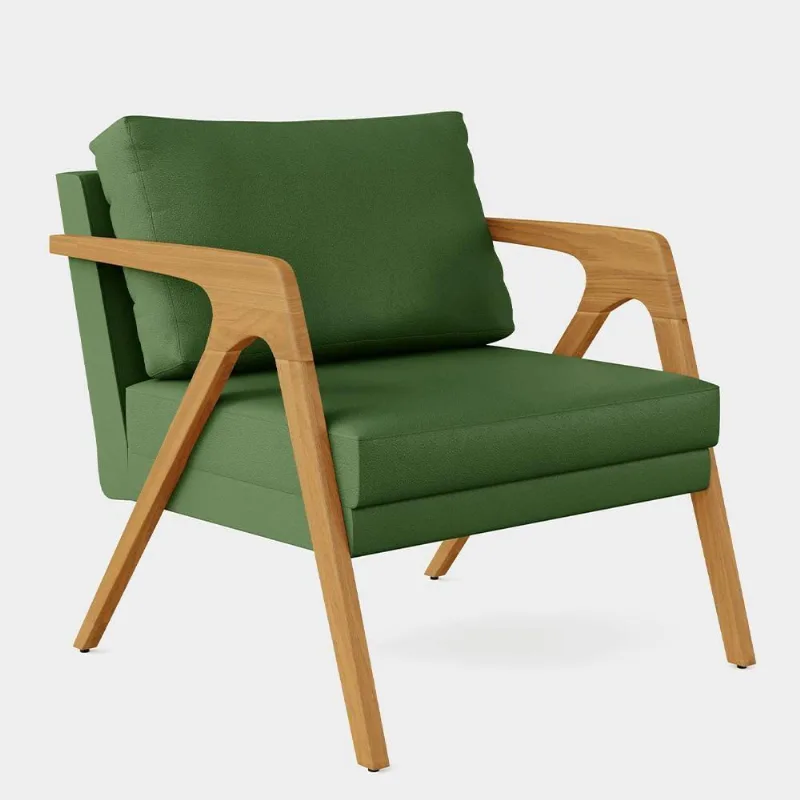 Poltrona Pietra Com Estrutura Madeira Facto Verde Musgo
