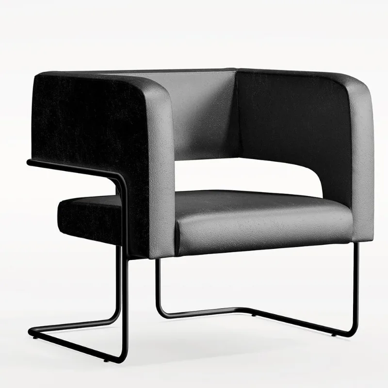 Poltrona Decorativa Scarlett D02 Base de Aço Preto Couríssimo Preto B-159 - Lyam Decor - Lyam Decor