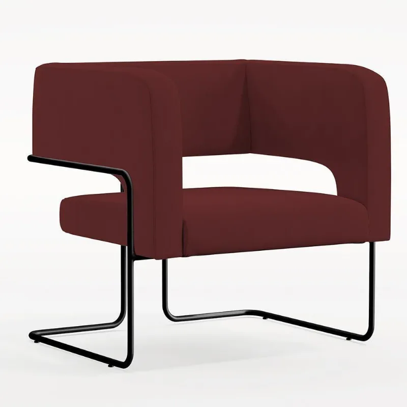 Poltrona Base De Aço Preto Veludo Marsala C-278