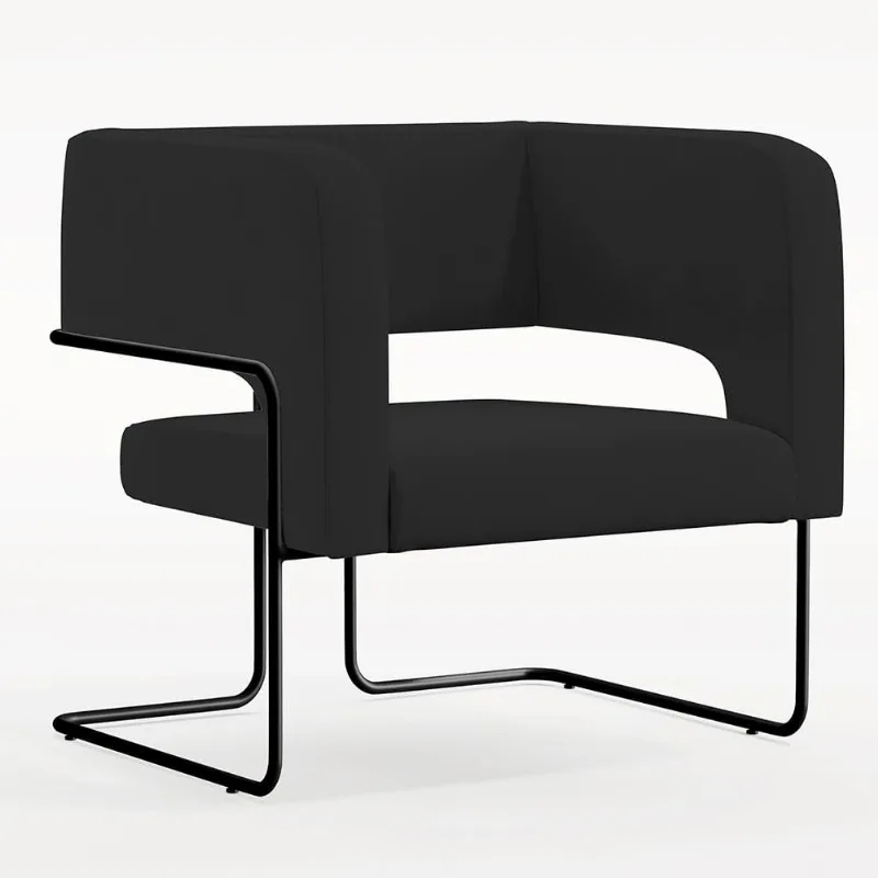Poltrona Decorativa Scarlett D02 Base de Aço Preto Veludo Preto C-300 - Lyam Decor - Lyam Decor
