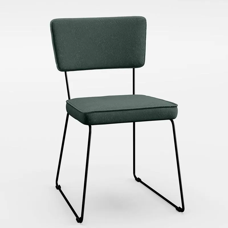 Cadeira Decorativa Estofada Para Sala De Jantar Base Aço Allana L02 Linho Verde Musgo - Lyam Decor
