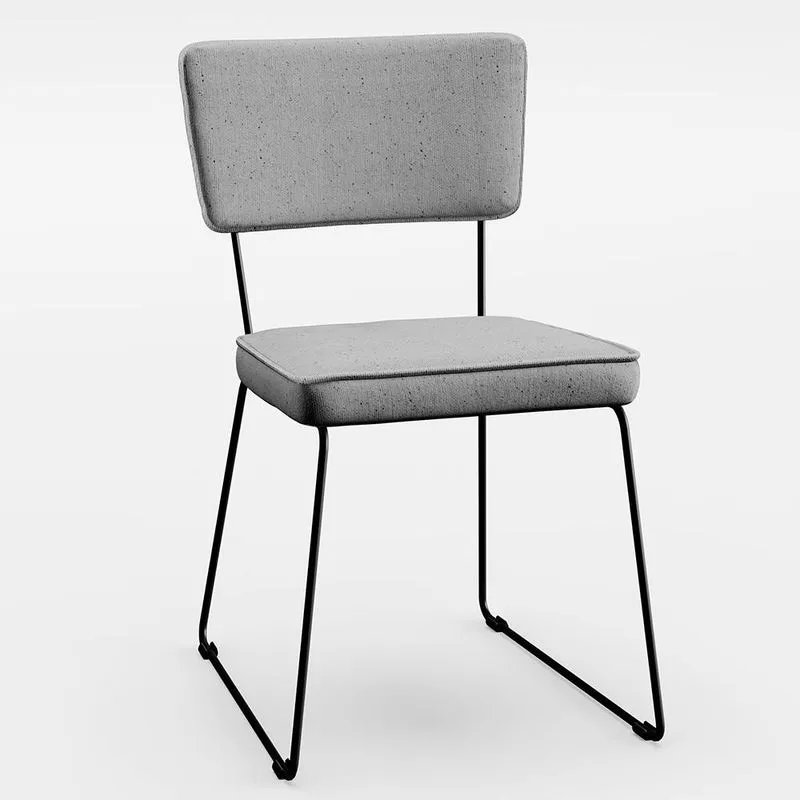 Cadeira Decorativa Estofada Para Sala De Jantar Base Em Aço Allana L02 Linho Cinza - Lyam Decor