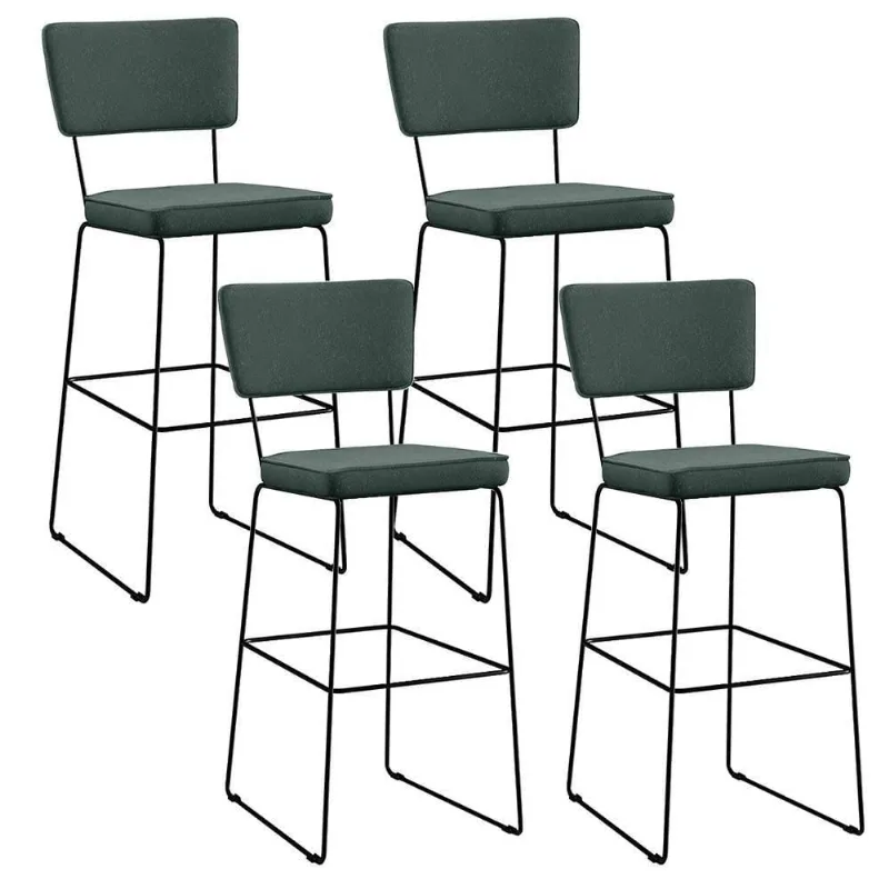 Kit 04 Banquetas Alta Linho Verde Musgo - Lyam Decor