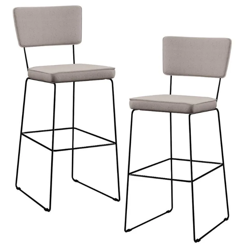 Kit 2 Banquetas Alta Para Cozinha Allana L02 Bege - Lyam Decor
