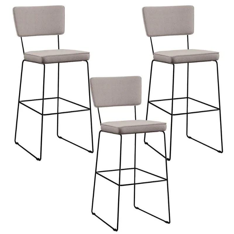 Kit 3 Banquetas Alta Para Cozinha Allana L02 Bege - Lyam Decor