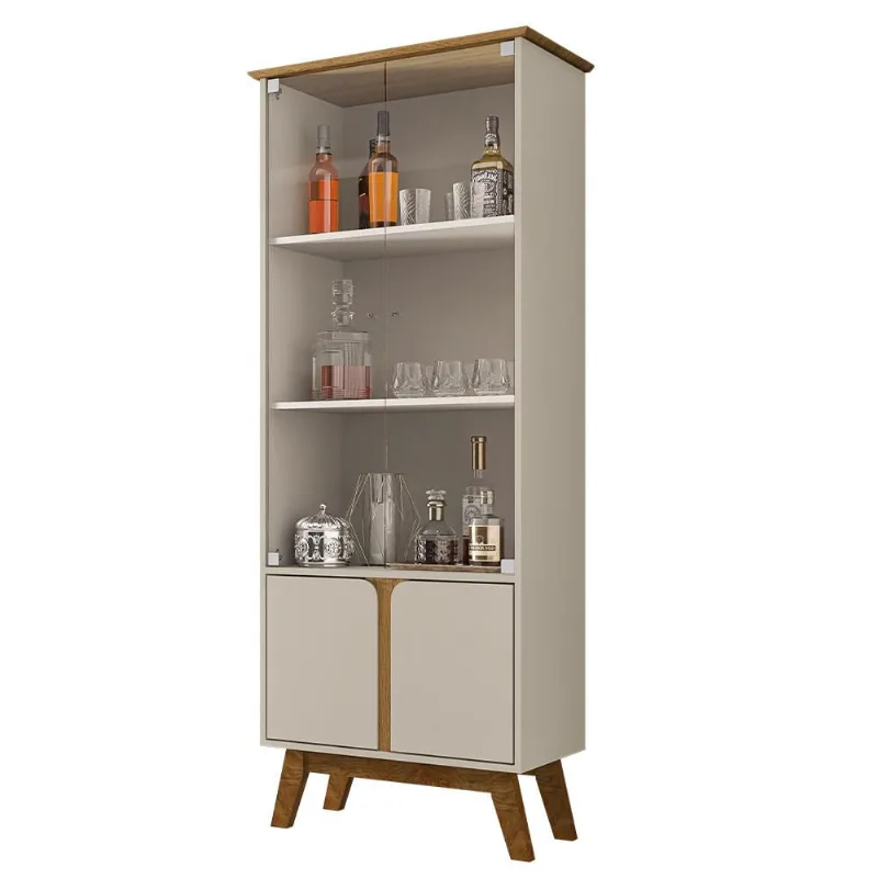 Cristaleira Para Sala De Jantar Com 04 Portas Madri B02 Off White Cinamomo - Lyam Decor