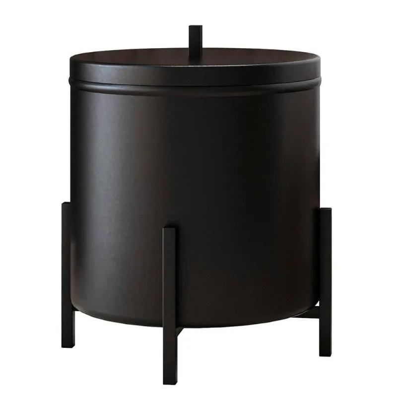 Lixeira Com Tampa Aço Alumínio 06 Litros Kalli D1 Preto - Lyam Decor