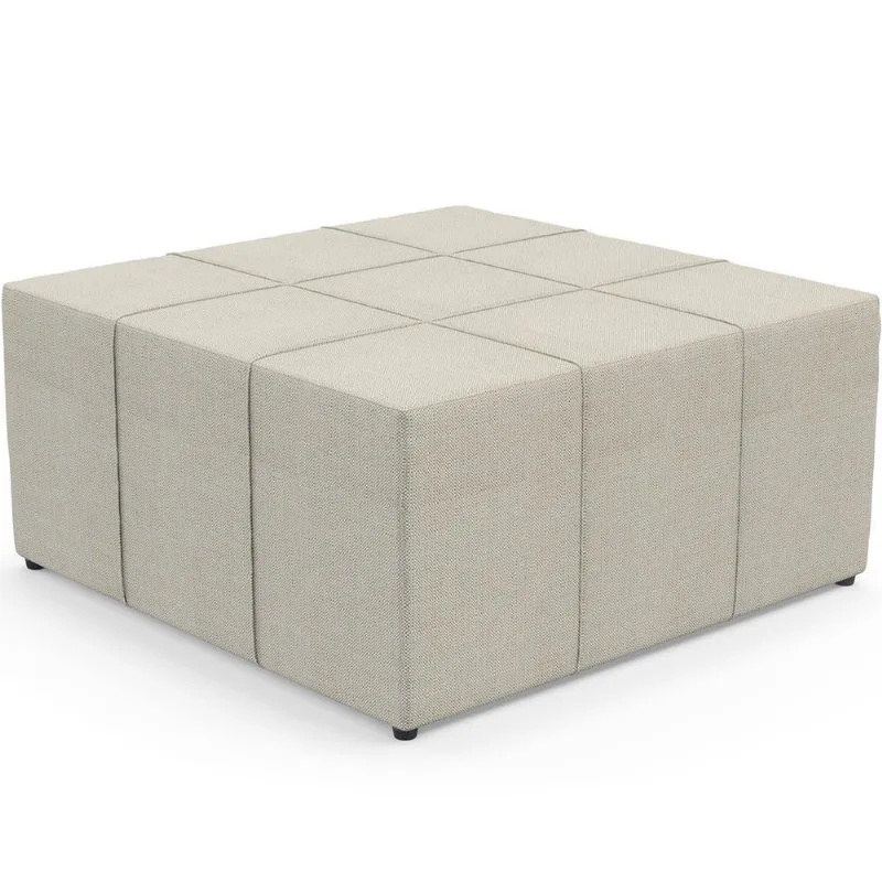 Puff Decorativo Para Sala de Estar Quadrado Milano 90x90cm W01 Linho Champagne - Lyam Decor