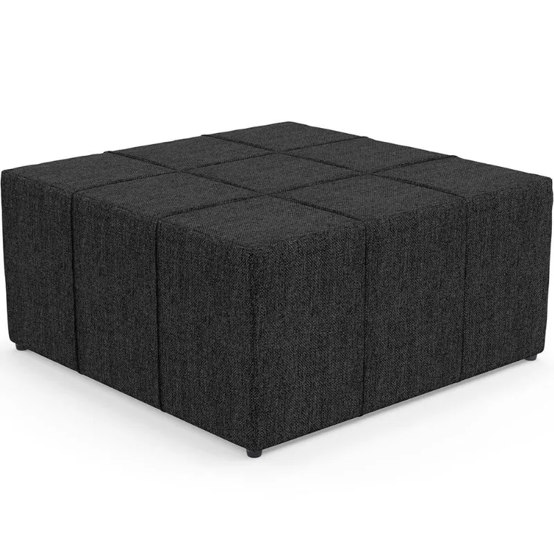 Puff Decorativo Para Sala de Estar Quadrado Milano 90x90cm W01 Linho Chumbo - Lyam Decor