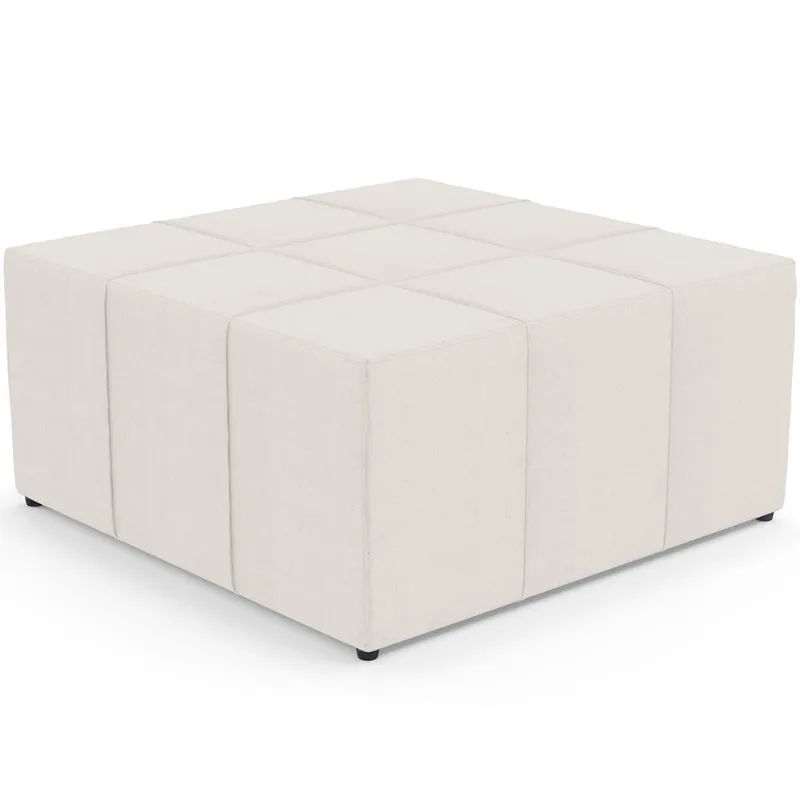 Puff Decorativo Para Sala de Estar Quadrado Milano 90x90cm W01 Linho Cru - Lyam Decor