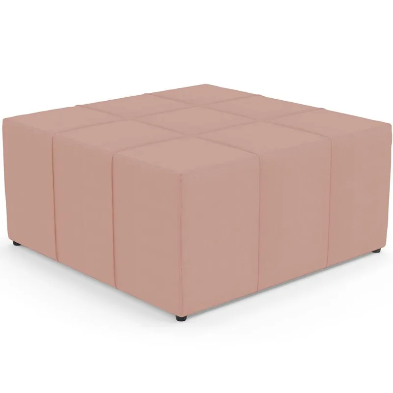 Puff Decorativo Para Sala de Estar Quadrado Milano 90x90cm W01 Linho Rosê - Lyam Decor