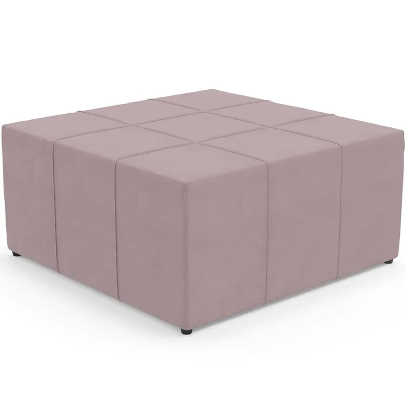 Puff Decorativo Para Sala de Estar Quadrado Milano 90x90cm W01 Suede Rosê - Lyam Decor