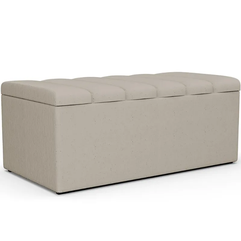 Calçadeira Recamier Baú Para Cama Box Solteiro Dália 100x50 Cm W01 Linho Bege - Lyam Decor