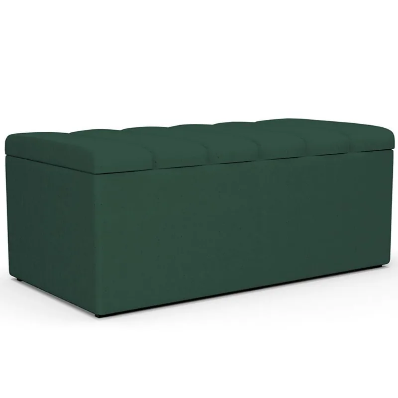 Calçadeira Recamier Baú Para Cama Box Solteiro Dália 100x50 Cm W01 Linho Verde Musgo - Lyam Decor