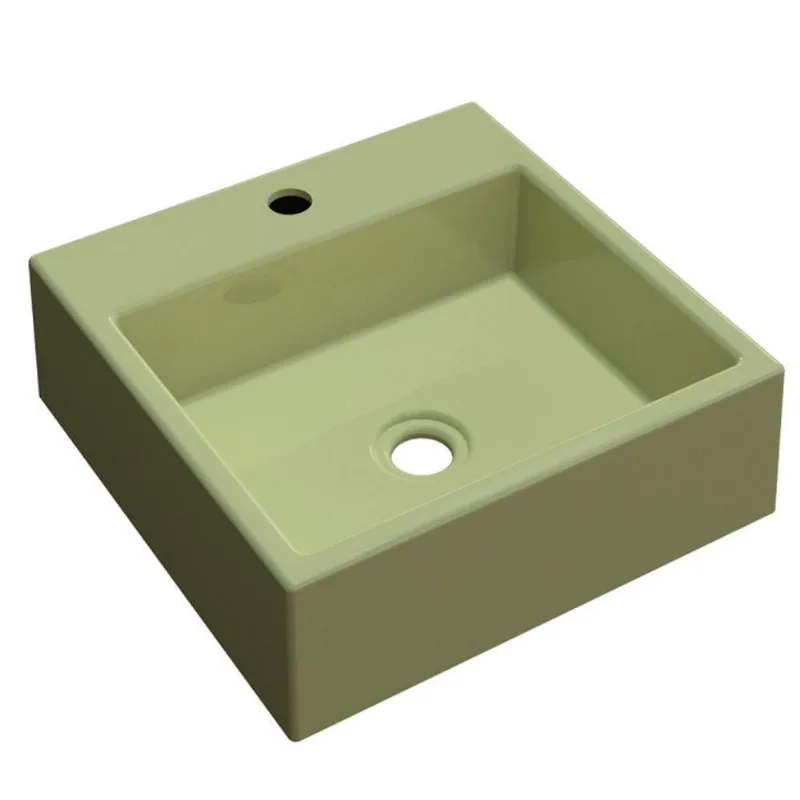 Cuba De Apoio Para Banheiro Quadrada 35X35Cm Verde Acqua