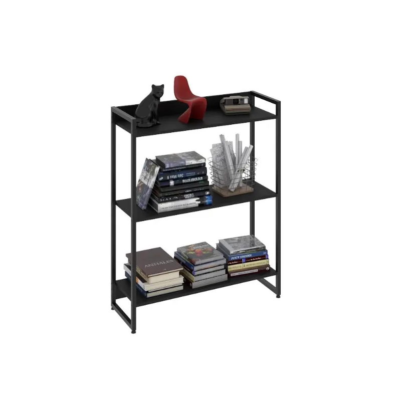 Estante Multiuso Para Escritório Industrial 03 Prateleiras Areta 104x80cm C01 Onix - Lyam Decor - Lyam Decor