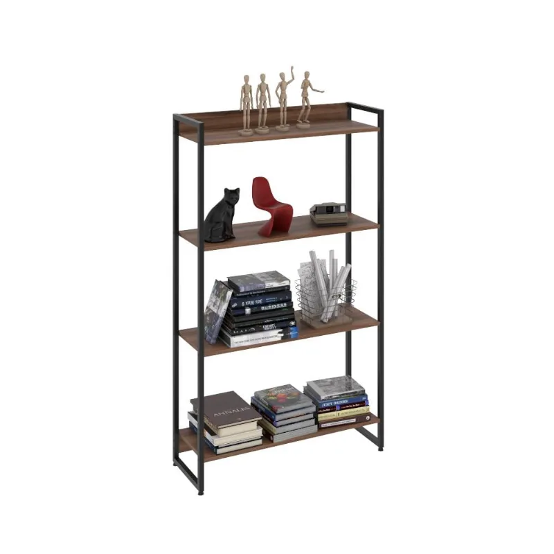 Estante Multiuso Para Escritório Industrial 04 Prateleiras Areta 145x80cm C01 Nogal - Lyam Decor - Lyam Decor