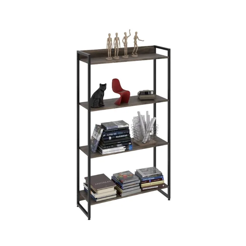 Estante Multiuso Para Escritório Industrial 04 Prateleiras Areta 145x80cm C01 Onix- Lyam Decor - Lyam Decor