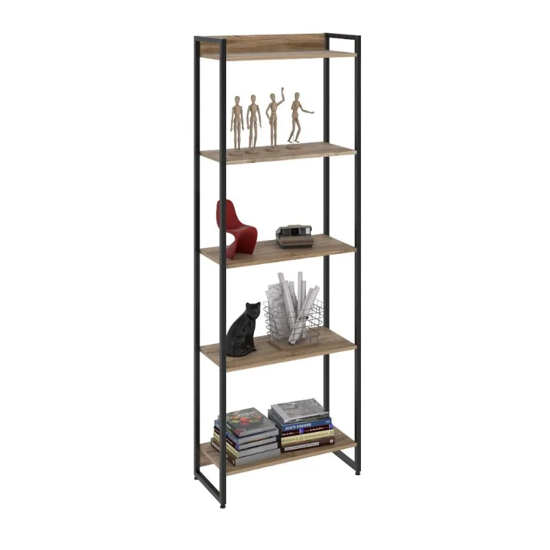 Estante Multiuso Para Escritório Industrial 05 Prateleiras Areta 186x60cm C01 Carvalho - Lyam Decor - Lyam Decor