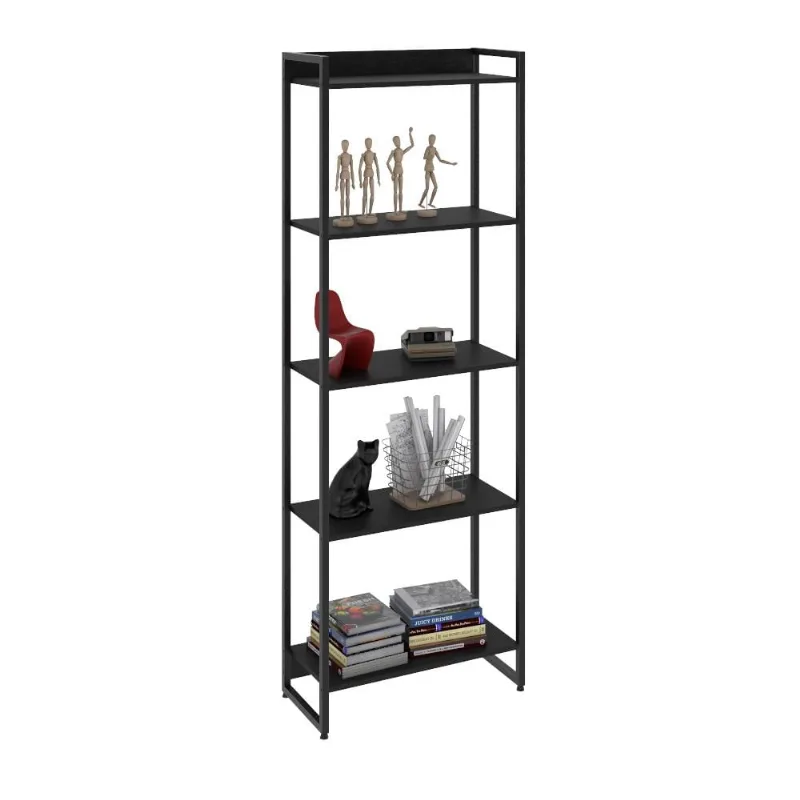 Estante Multiuso Para Escritório Industrial 05 Prateleiras Areta 186x60cm C01 Onix - Lyam Decor - Lyam Decor