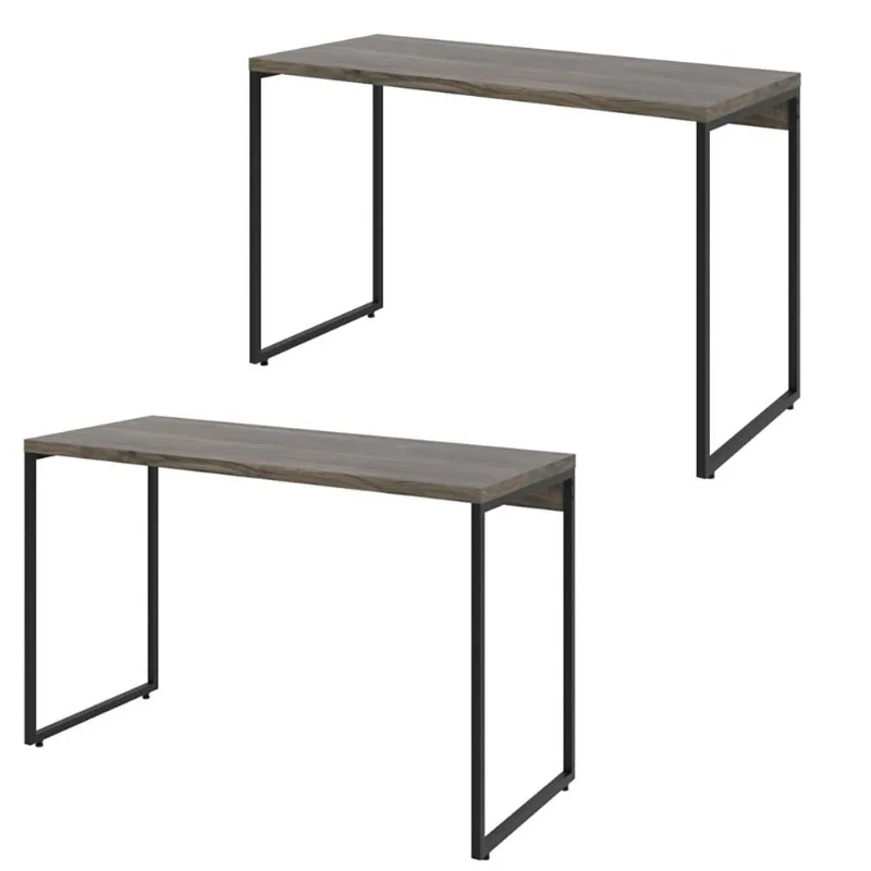 Kit 02 Mesas Para Escritório e Home Office Industrial Aspen 120 cm C01 Carvalho Dark - Lyam Decor - Lyam Decor
