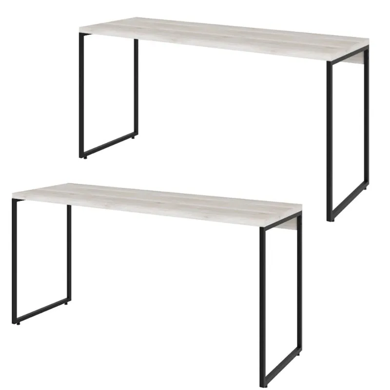 Kit 02 Mesas Para Escritório e Home Office Industrial Aspen 150 cm C01 Snow - Lyam Decor - Lyam Decor