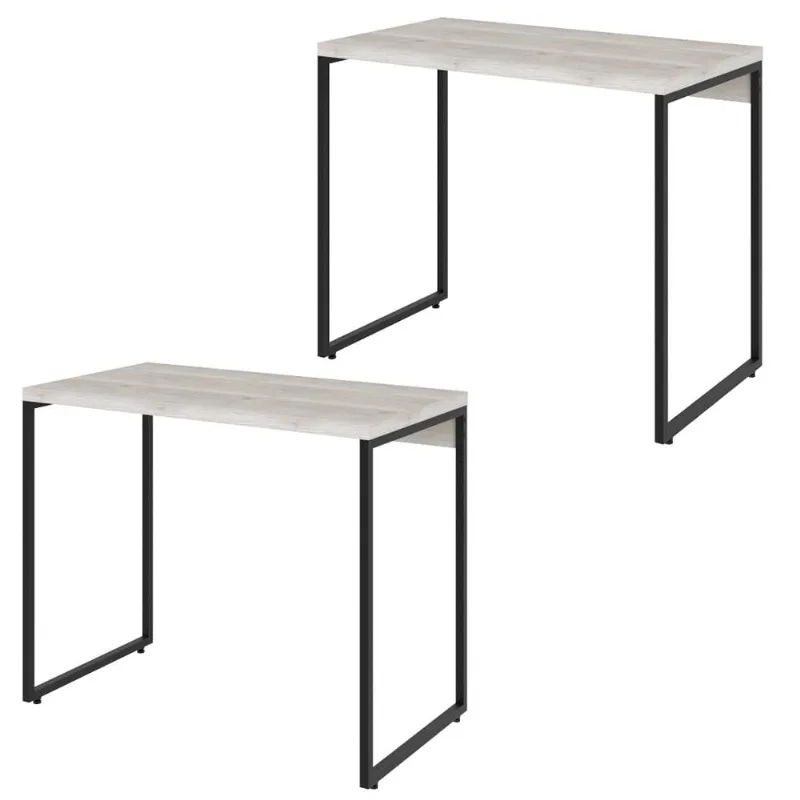 Kit 02 Mesas Para Escritório e Home Office Industrial Aspen 90 cm C01 Snow - Lyam Decor - Lyam Decor