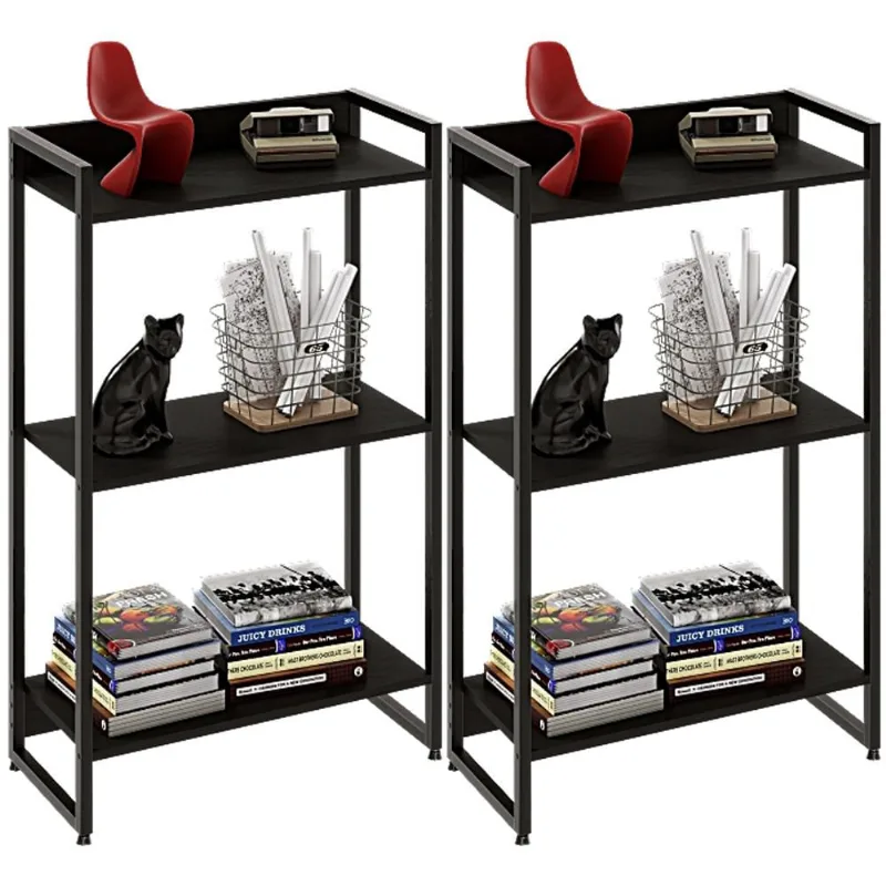 Kit 2 Estantes Multiuso Escritório Industrial 3 Prateleiras Areta 104x60cm C01 Onix - Lyam Decor - Lyam Decor