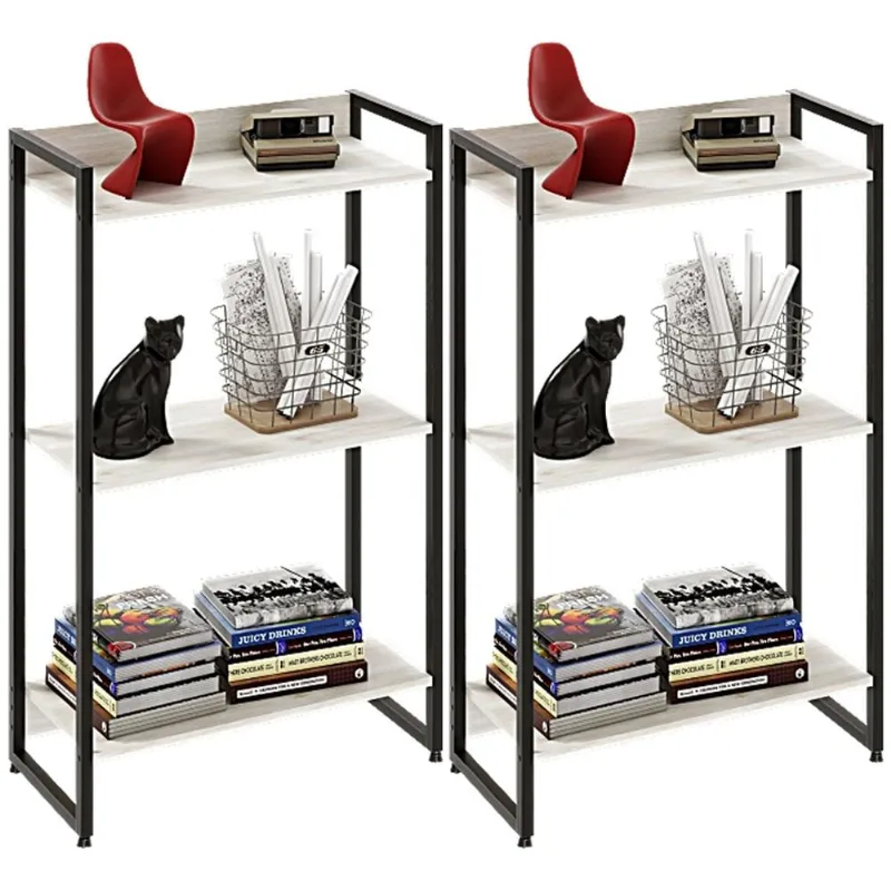Kit 2 Estantes Multiuso Escritório Industrial 3 Prateleiras Areta 104x60cm C01 Snow - Lyam Decor - Lyam Decor