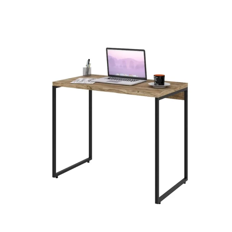 Mesa Para Escritório e Home Office Industrial Aspen 90 cm C01 Carvalho - Lyam Decor - Lyam Decor