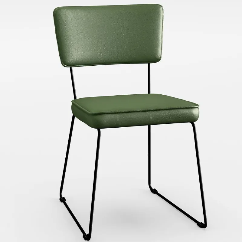Cadeira Decorativa Estofada Para Sala De Jantar Base Aço Allana L02 Facto Verde Musgo - Lyam Decor - Lyam Decor