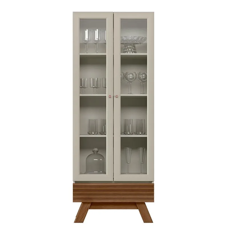 Cristaleira Para Sala De Jantar 02 Portas 01 Gaveta Geórgia L05 Off White Freijó - Lyam Decor - Lyam Decor