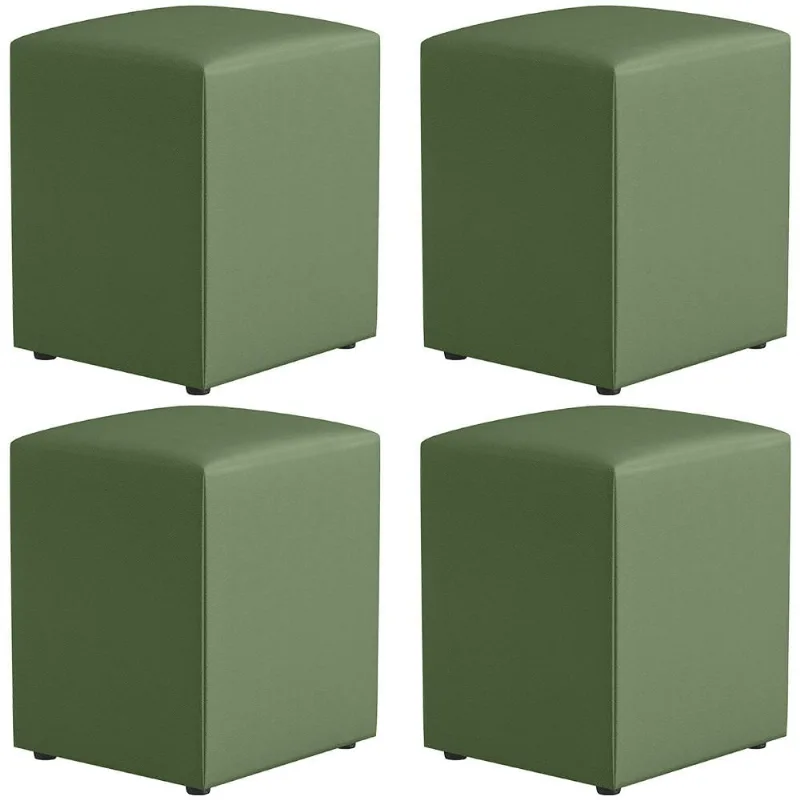 Kit 04 Puffs Quadrado L02 Decorativo Facto Verde - Lyam Decor