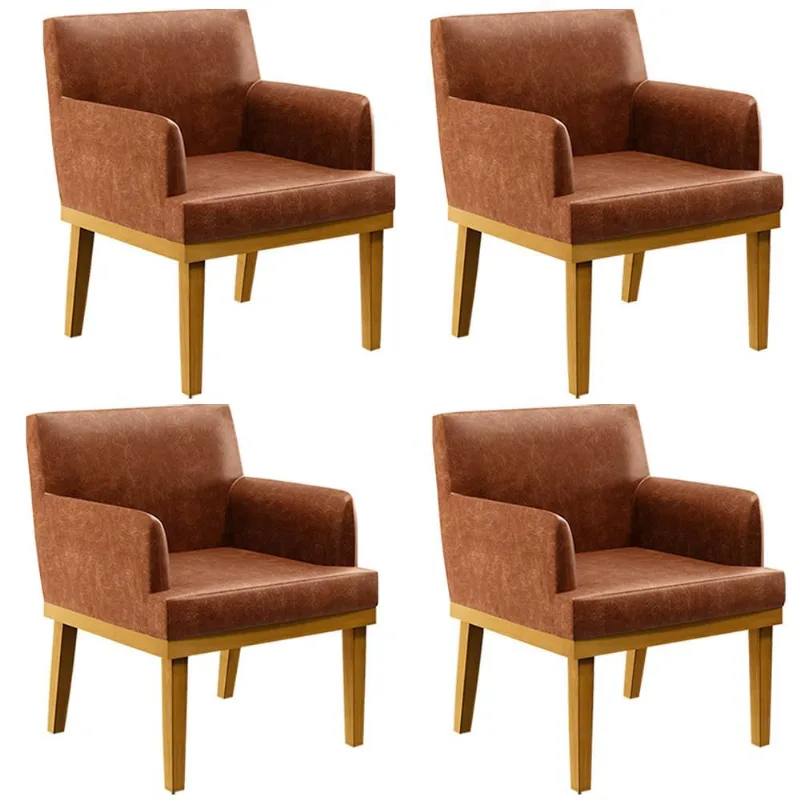 Kit 4 Poltronas Decorativas Para Sala De Estar E Recepção Beatriz W01 Couríssimo Camel - Lyam Decor