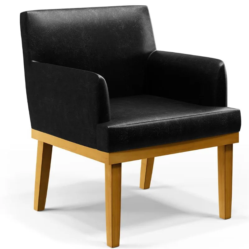 Poltrona Decorativa Para Sala De Estar E Recepção Beatriz W01 Couríssimo Preto - Lyam Decor
