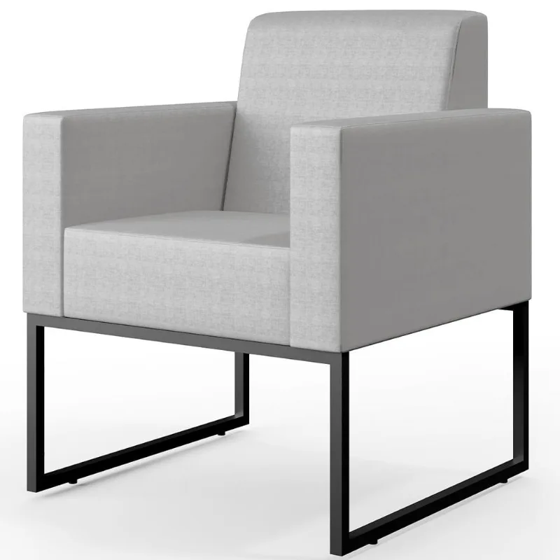 Poltrona Para Sala De Estar Base Fixa De Metal Helô L02 Facto Cinza Metalizado - Lyam Decor